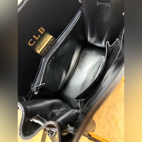 VTG Leather School Florence Black Crossbody Bag Gold Hardware Italy Monogramed - Picture 11 of 16